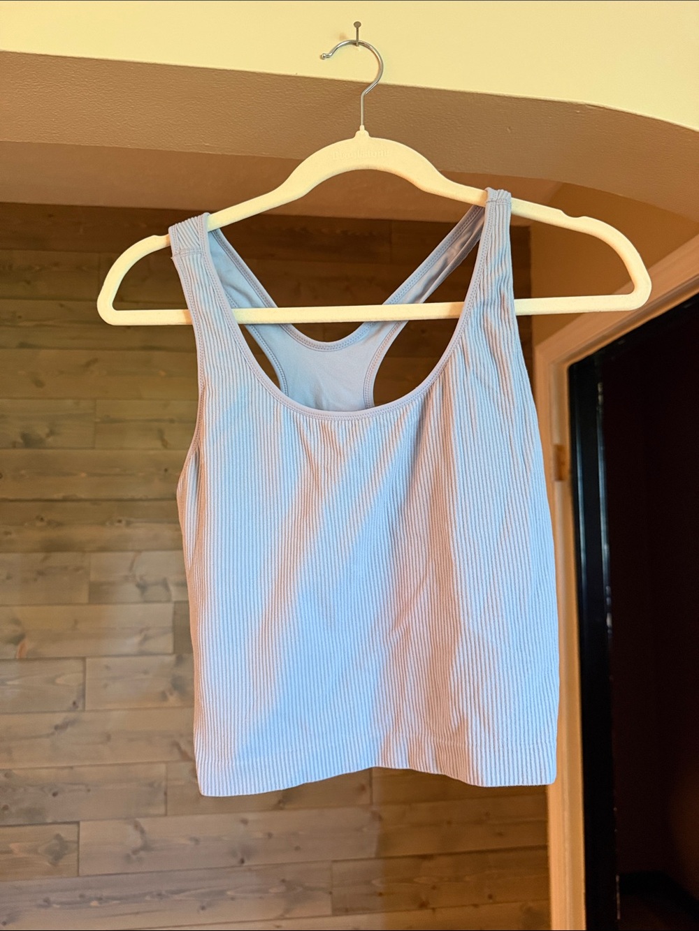 Light Blue Ribbed Racerback Tank Top -  Women